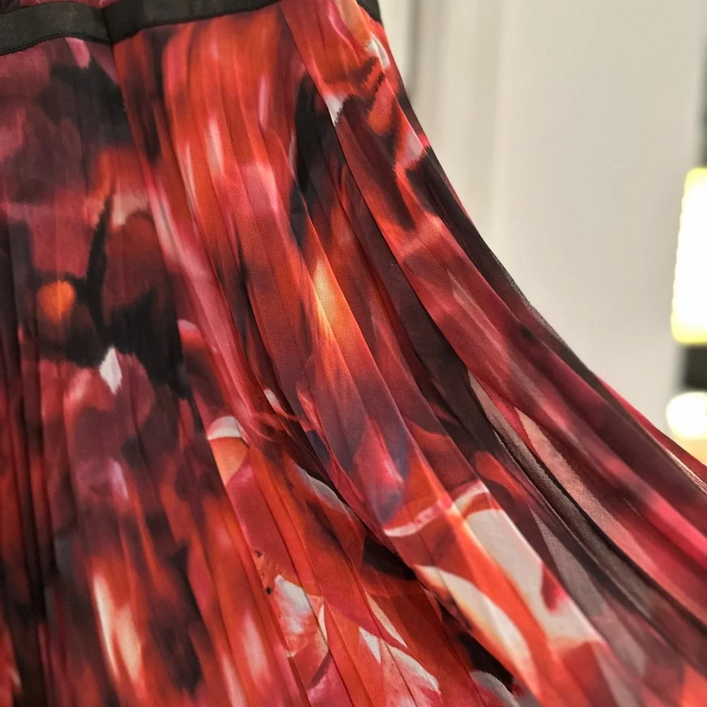 Bebe Red and Black Floral Maxi Gown - Picture 5 of 7
